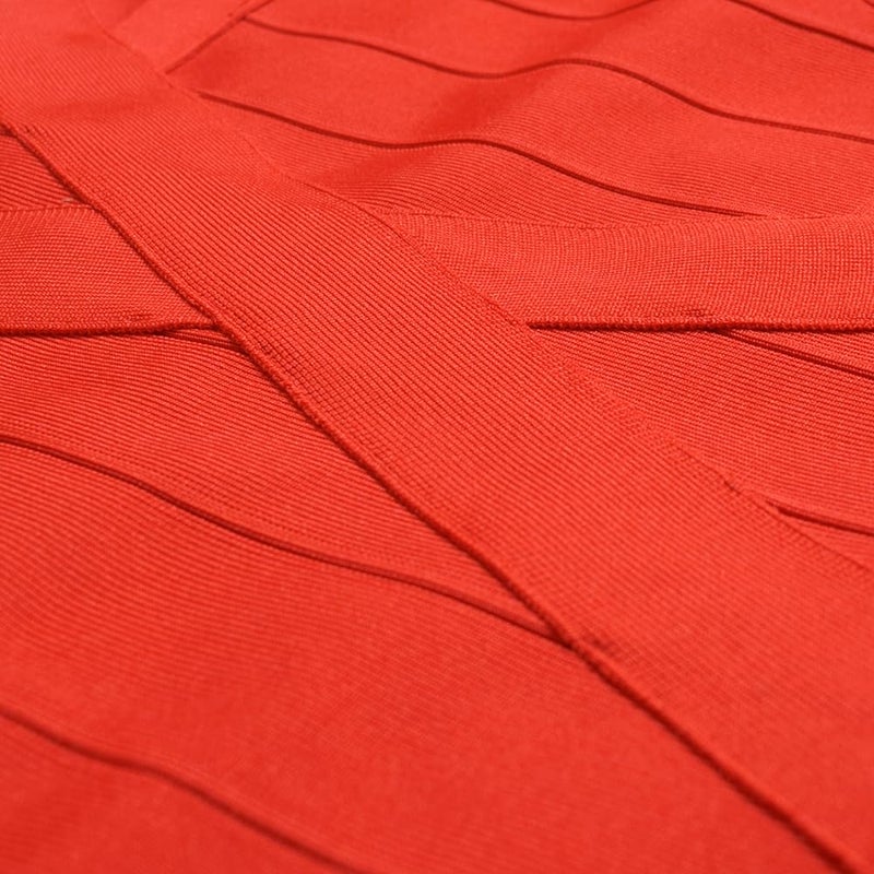 HLBandage Midi-Calf Solid Color Spaghetti Strap Rayon Bandage Dress (L,Red) - Image 5